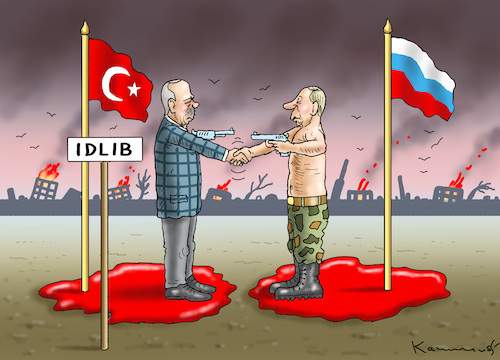 Cartoon: WAFFENRUHE IN IDLIB (medium) by marian kamensky tagged afrin,kurden,erdogan,syrien,aramenien,genozid,präsidentenwahlen,türkeiwahlen,kurdistan,trump,is,putin,libyen,idlib,assad,avantgarde,afrin,kurden,erdogan,syrien,aramenien,genozid,präsidentenwahlen,türkeiwahlen,kurdistan,trump,is,putin,libyen,idlib,assad,avantgarde