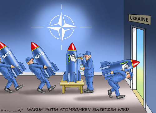 Cartoon: WARUM PUTIN ATOMBOMBEN EINSETZEN (medium) by marian kamensky tagged putins,bescherung,ukraine,provokation,swift,nato,osterweiterung,putins,bescherung,ukraine,provokation,swift,nato,osterweiterung