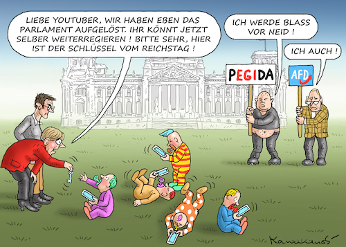 Cartoon: YOUTUBER RETTEN UNS ALLE ! (medium) by marian kamensky tagged groko,spd,parteitag,schulz,würselen,merkel,andrea,nahles,scholz,hessen,wahlen,akk,kühnert,bremen,rezo,groko,spd,parteitag,schulz,würselen,merkel,andrea,nahles,scholz,hessen,wahlen,akk,kühnert,bremen,rezo