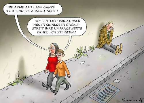 Cartoon: ZWEI HELFERSHELFERINEN (medium) by marian kamensky tagged groko,spd,parteitag,schulz,würselen,merkel,andrea,nahles,scholz,hessen,wahlen,akk,groko,spd,parteitag,schulz,würselen,merkel,andrea,nahles,scholz,hessen,wahlen,akk