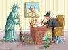 Cartoon: FULLTIME-JOB OF LADY LIBERTY (small) by marian kamensky tagged trump,und,der,hurrikan,milton,us,wahlen