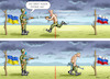 Cartoon: UKRAINE INVASION (small) by marian kamensky tagged putins,bescherung,ukraine,provokation,baerbock,lawrow,nato,osterweiterung