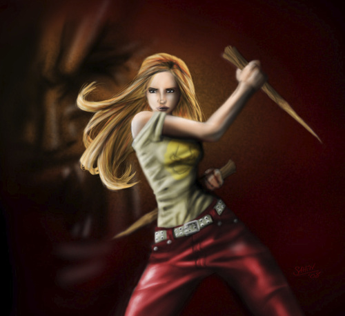 Cartoon: TheVampireSlayer (medium) by sahin tagged the,vampire,slayer,buffy,summers,tv,show,demons,monsters,90,season,series,sarah,michelle,gellar