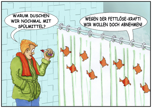 Cartoon: Diät (medium) by SoRei tagged diät,übergewicht,abnehmen,fett,diättipps,dusche,paar,spülmittel,diät,übergewicht,abnehmen,fett,diättipps,dusche,paar,spülmittel