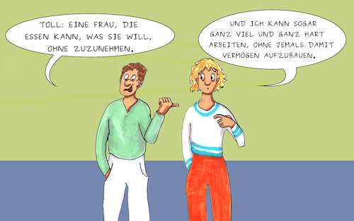 Cartoon: Gender Pay Gap (medium) by SoRei tagged verdienstunterschiede,mann,frau,gesellschaft,wirtschaft,klischee,fortschritt,rückständig,rolle,soziales,altmodisch,verdienstunterschiede,mann,frau,gesellschaft,wirtschaft,klischee,fortschritt,rückständig,rolle,soziales,altmodisch