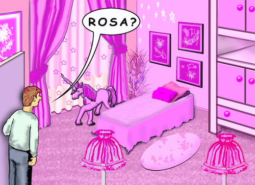 Cartoon: Rosa (medium) by SoRei tagged pink,lila,mädchen,farbe,vorname,kitsch,glitzer,glitter,sternenstaub,einhorn,barbie,kinderzimmer,spielzeug,farbwelt,fee,traum,rausch,wahn,albtraum,plüsch,plastik,puppe,stofftier,mode,präferenz,tick,spleen,baby,seife,blume,farbklischee,prinzessin,rollenklischee,pinkstinks,farbtherapie,signal,schwein,kampagne,genderforschung,marketingstrategie,phase,pony,girl,kosmetike,pink,lila,mädchen,farbe,vorname,kitsch,glitzer,glitter,sternenstaub,einhorn,barbie,kinderzimmer,spielzeug,farbwelt,fee,traum,rausch,wahn,albtraum,plüsch,plastik,puppe,stofftier,mode,präferenz,tick,spleen,baby,seife,blume,farbklischee,prinzessin,rollenklischee,pinkstinks,farbtherapie,signal,schwein,kampagne,genderforschung,marketingstrategie,phase,pony,girl,kosmetike