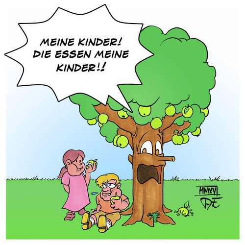 Cartoon: Baumkinder (medium) by Timo Essner tagged baum,bäume,apfelbaum,äpfel,kinder,baumkinder,essen,obst,gemüse,vegetarier,frutarier,veganer,pflanzenfresser,cartoon,timo,essner,baum,bäume,apfelbaum,äpfel,kinder,baumkinder,essen,obst,gemüse,vegetarier,frutarier,veganer,pflanzenfresser,cartoon,timo,essner