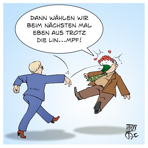 Cartoon: Blumenstrauß (medium) by Timo Essner tagged thüringen,gauland,blumenstrauß,susanne,hennig,wellsow,afd,afdp,linken,wahl,landtagswahl,coup,kemmerich,blumen,cartoon,timo,essner,thüringen,gauland,blumenstrauß,susanne,hennig,wellsow,afd,afdp,linken,wahl,landtagswahl,coup,kemmerich,blumen,cartoon,timo,essner