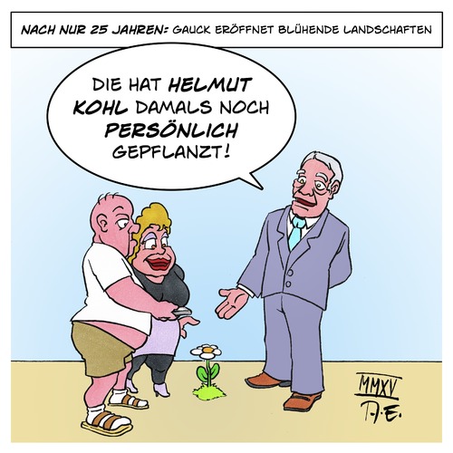 Cartoon: Bundesgartenschau BuGa (medium) by Timo Essner tagged eröffnung,gauck,joachim,kohl,helmut,anhalt,sachsen,brandenburg,havelland,havel,osten,landschaften,blühende,bundesgartenshow,garten,gartenschau,bundesgartenschau,buga,buga,bundesgartenschau,gartenschau,garten,bundesgartenshow,blühende,landschaften,osten,havel,havelland,brandenburg,sachsen,anhalt,helmut,kohl,joachim,gauck,eröffnung