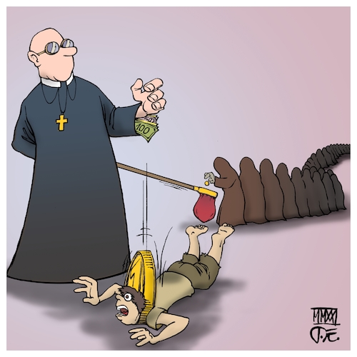 Cartoon: Charity Economy (medium) by Timo Essner tagged charity,economy,kirchen,churches,funds,relief,hilfsorganisationen,wirtschaftshilfe,spenden,geld,armut,wohlstand,money,poverty,wealth,justice,social,dependence,abhängigkeit,cartoon,timo,essner,charity,economy,kirchen,churches,funds,relief,hilfsorganisationen,wirtschaftshilfe,spenden,geld,armut,wohlstand,money,poverty,wealth,justice,social,dependence,abhängigkeit,cartoon,timo,essner