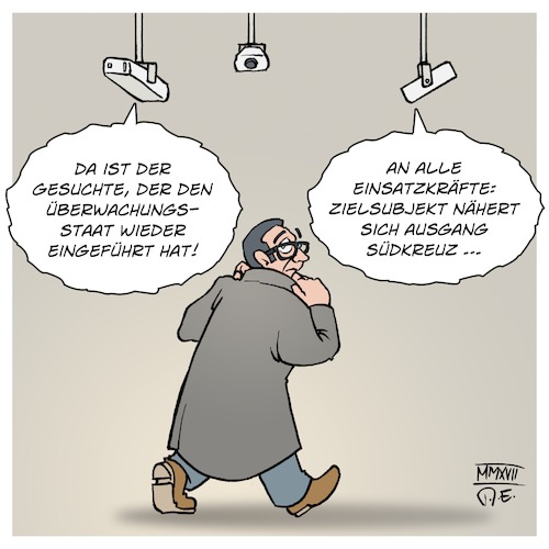 Cartoon: De Maiziere Gesichtserkennung (medium) by Timo Essner tagged gesichtserkennung,gesichtererkennung,kriminalität,polizei,bundespolizei,überwachung,südkreuz,thomas,de,maiziere,cartoon,timo,essner,gesichtserkennung,gesichtererkennung,kriminalität,polizei,bundespolizei,überwachung,südkreuz,thomas,de,maiziere,cartoon,timo,essner