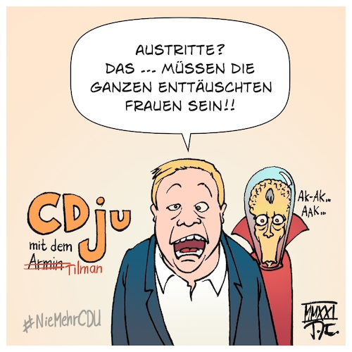 Cartoon: Die Iden des Merz (medium) by Timo Essner tagged cdu,parteitag,bundesparteitag,vorsitzender,parteivorsitzender,kanzlerkandidat,cdupt21,friedrich,merz,junge,union,tilman,kuban,ju,austritte,niemehrcdu,frauen,cartoon,timo,essner,cdu,parteitag,bundesparteitag,vorsitzender,parteivorsitzender,kanzlerkandidat,cdupt21,friedrich,merz,junge,union,tilman,kuban,ju,austritte,niemehrcdu,frauen,cartoon,timo,essner