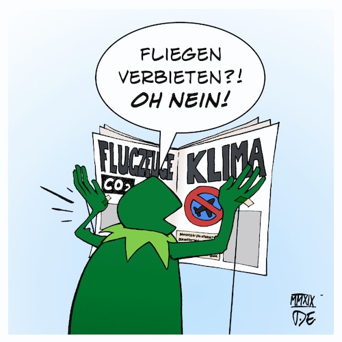 Cartoon: Fliegen verbieten (medium) by Timo Essner tagged klimawandel,klimakatastrophe,umwelt,umweltschutz,politik,verkehrswende,flugreisen,flugzeuge,flugverkehr,co2,emissionen,kermit,der,frosch,fliegen,verbieten,timo,essner,klimawandel,klimakatastrophe,umwelt,umweltschutz,politik,verkehrswende,flugreisen,flugzeuge,flugverkehr,co2,emissionen,kermit,der,frosch,fliegen,verbieten,timo,essner