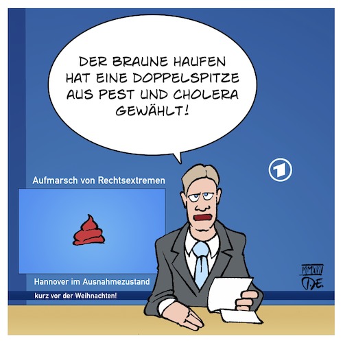 Cartoon: Hannover im Ausnahmezustand (medium) by Timo Essner tagged afd,bundesparteitag,parteitag,hannover,nazis,aufmarsch,rechtsextreme,cartoon,timo,essner,afd,bundesparteitag,parteitag,hannover,nazis,aufmarsch,rechtsextreme,cartoon,timo,essner