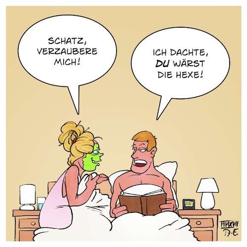 Cartoon: Hexe (medium) by Timo Essner tagged mann,frau,bett,abend,schlafen,nacht,maske,makeup,vorsicht,szenen,einer,ehe,natürliche,auslese,cartoon,timo,essner,mann,frau,bett,abend,schlafen,nacht,maske,makeup,vorsicht,szenen,einer,ehe,natürliche,auslese,cartoon,timo,essner