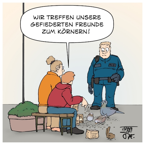 Cartoon: Körnern (medium) by Timo Essner tagged cornern,körnern,straßenecke,freizeit,gefiederte,freunde,vögel,körner,getreide,saatgut,kerne,samen,vogelfutter,hülsenfrüchte,tiere,natur,cartoon,timo,essner,cornern,körnern,straßenecke,freizeit,gefiederte,freunde,vögel,körner,getreide,saatgut,kerne,samen,vogelfutter,hülsenfrüchte,tiere,natur,cartoon,timo,essner