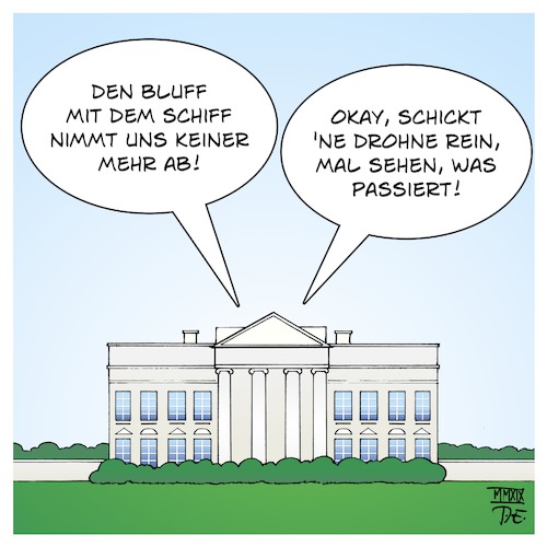 Cartoon: Kriegsplanspiele im Weißen Haus (medium) by Timo Essner tagged weißes,haus,trump,usa,iran,atomabkommen,schiff,golf,von,oman,vietnam,1964,tonkin,false,flag,kriegslüge,drohne,luftraum,lufthoheit,us,krieg,weltkrieg,naher,osten,weißes,haus,trump,usa,iran,atomabkommen,schiff,golf,von,oman,vietnam,1964,tonkin,false,flag,kriegslüge,drohne,luftraum,lufthoheit,us,krieg,weltkrieg,naher,osten