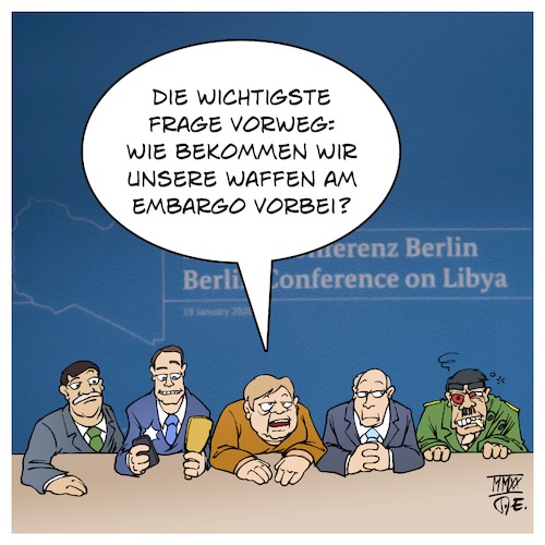 Cartoon: Libyen-Konferenz (medium) by Timo Essner tagged libyen,konferenz,berlin,frieden,waffenstillstand,waffenembargo,waffenexporte,soldaten,einsatz,uno,deutschland,frankreich,russland,türkei,naher,osten,krieg,cartoon,timo,essner,libyen,konferenz,berlin,frieden,waffenstillstand,waffenembargo,waffenexporte,soldaten,einsatz,uno,deutschland,frankreich,russland,türkei,naher,osten,krieg,cartoon,timo,essner