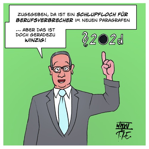 Cartoon: StGB-E Paragraph 202d (medium) by Timo Essner tagged stgb,202d,datenschutz,heiko,maas,schlupfloch,datenhandel,whistleblower,innenminister,cartoon,timo,essner,stgb,202d,datenschutz,heiko,maas,schlupfloch,datenhandel,whistleblower,innenminister,cartoon,timo,essner