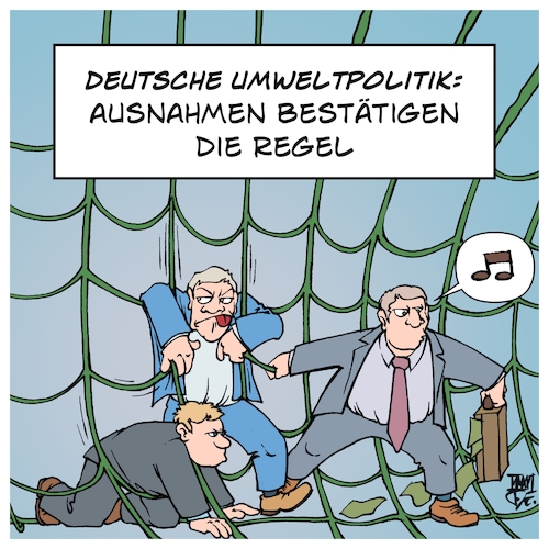 Cartoon: Umweltschutz in Deutschland (medium) by Timo Essner tagged umwelt,umweltschutz,umweltschutzgesetze,natur,naturschutz,naturschutzgesetze,klima,klimaschutz,klimaziele,bauen,investitionen,straßenbau,investoren,wirtschaft,gesellschaft,gesundheit,ausnahmeregeln,korruption,umweltschäden,gerichte,staatsanwaltschaften,wirtschaftsfaktor,umwelt,umweltschutz,umweltschutzgesetze,natur,naturschutz,naturschutzgesetze,klima,klimaschutz,klimaziele,bauen,investitionen,straßenbau,investoren,wirtschaft,gesellschaft,gesundheit,ausnahmeregeln,korruption,umweltschäden,gerichte,staatsanwaltschaften,wirtschaftsfaktor