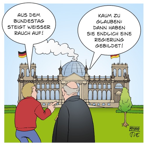 Cartoon: Weißer Rauch überm Bundestag (medium) by Timo Essner tagged bundestag,regierung,sondierungsgespräche,koalition,btw17,wahlen,deutschland,bundestagswahl,parteien,cdu,csu,spd,grüne,fdp,demokratie,volksvertreter,angestellte,cartoon,timo,essner,bundestag,regierung,sondierungsgespräche,koalition,btw17,wahlen,deutschland,bundestagswahl,parteien,cdu,csu,spd,grüne,fdp,demokratie,volksvertreter,angestellte,cartoon,timo,essner