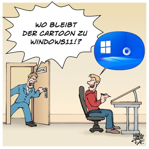 Cartoon: Windows11 (medium) by Timo Essner tagged microsoft,windows,windows11,software,technik,technologie,entwicklung,releases,bugs,sicherheit,updates,computer,internet,datenschutz,datensicherheit,cartoon,timo,essner,microsoft,windows,windows11,software,technik,technologie,entwicklung,releases,bugs,sicherheit,updates,computer,internet,datenschutz,datensicherheit,cartoon,timo,essner