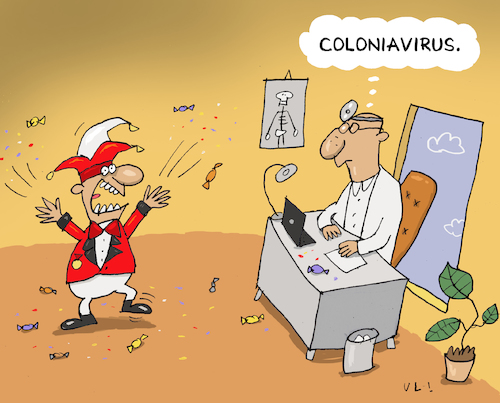 Cartoon: Virus (medium) by Uliwood tagged coronavirus,virus,krankheit,china,köln,karneval,fasching,weiberfastnacht,ansteckungsgefahr,infektiös,colonia,alaaf,narr,arzt,pandemie,doktor,krank,humor,coronavirus,virus,krankheit,china,köln,karneval,fasching,weiberfastnacht,ansteckungsgefahr,infektiös,colonia,alaaf,narr,arzt,pandemie,doktor,krank,humor