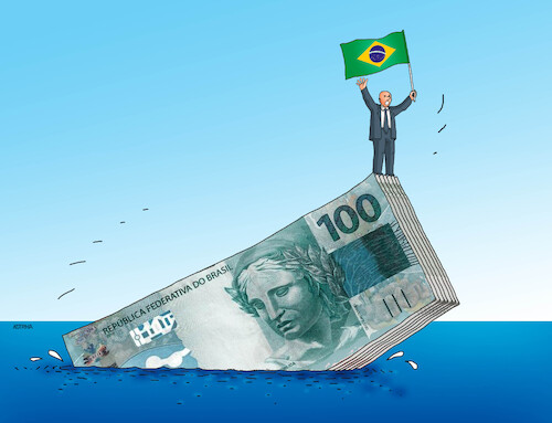 Cartoon: brasilsos (medium) by Lubomir Kotrha tagged brazil,currency,problems,brasil,central,bank,dollar,real,brazil,currency,problems,brasil,central,bank,dollar,real