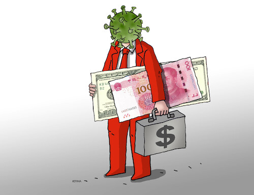 Cartoon: chinamoney22 (medium) by Lubomir Kotrha tagged china,covid,problems,china,covid,problems