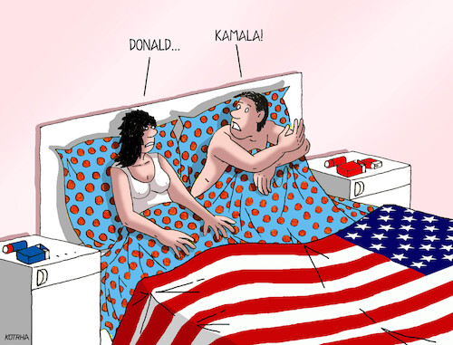 Cartoon: donaldkamala24 (medium) by Lubomir Kotrha tagged usa,elections,trump,harris,usa,elections,trump,harris