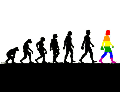 Cartoon: evolduha (medium) by Lubomir Kotrha tagged evolution,lgbti,evolution,lgbti