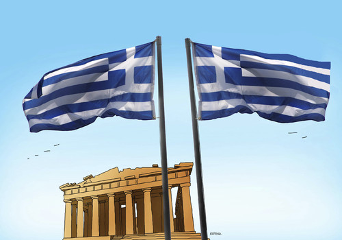 Cartoon: gregreflags (medium) by Lubomir Kotrha tagged greece,tsipras,syriza,election,eu,euro