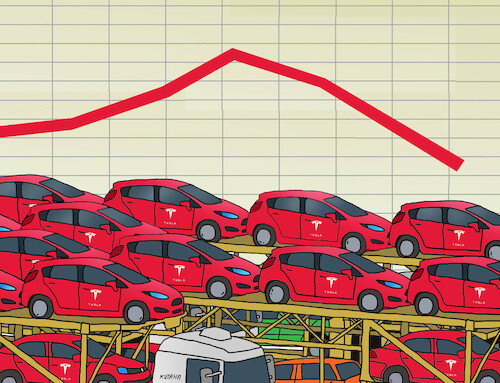 Cartoon: Elon Musk Tesla (medium) by Lubomir Kotrha tagged elon,musk,tesla,elon,musk,tesla