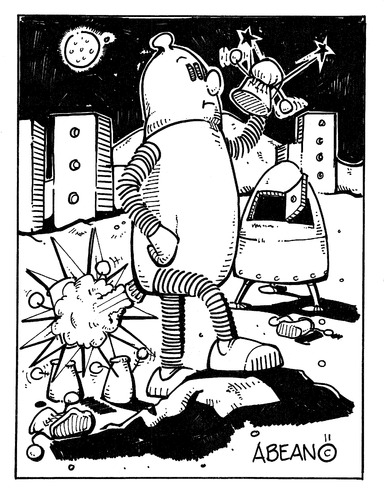 Cartoon: outerspace to innerspace (medium) by armadillo tagged outerspace,innerspace,ww2,food