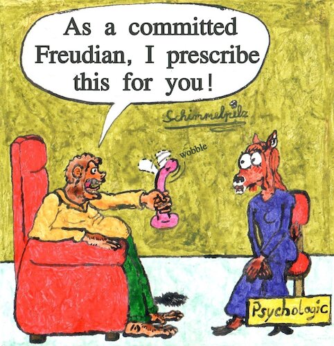 Cartoon: Echter Freudianer-Real Freudian (medium) by Schimmelpelz-pilz tagged psychologik,psychologic,sigmund,freud,dildo,phallus,arzt,doctor,doktor,patient,therapy,therapeut,therapist,psychiatrist,psychologie,psychology,triebstruktur,ape,monkey,deer,blush,shy,blushing,doe,furry,anthro