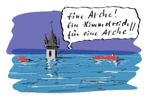 Cartoon: Hochwasser (medium) by Jori Niggemeyer tagged hochwasser,unwetter,arche,erderwärmung,klimaschutz,hochwasser,unwetter,arche,erderwärmung,klimaschutz,kirche,häuser,überlaufen,untergehen,überschwemmung