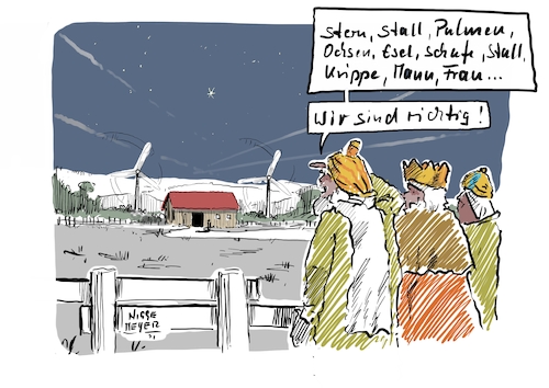 Cartoon: Orientierung... (medium) by Jori Niggemeyer tagged heiligedreikönige,palmen,windräder,krippe,weihnachten,jesus,christkind,ochse,josef,maria,schafe,nordstern,sternbild,cartoonist,satire,humor,joricartoon,cartoonart,illustration,illustrator,karikatur,cartoonstyle,niggemeyer,cartoondrawing,cartoonnetwork,witzigebilder,cartoon,heiligedreikönige,palmen,windräder,krippe,weihnachten,jesus,christkind,ochse,josef,maria,schafe,nordstern,sternbild,cartoonist,satire,humor,joricartoon,cartoonart