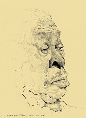 Cartoon: B.B. King sketch and WIP (medium) by cosminpodar tagged drawing,illustration,caricature