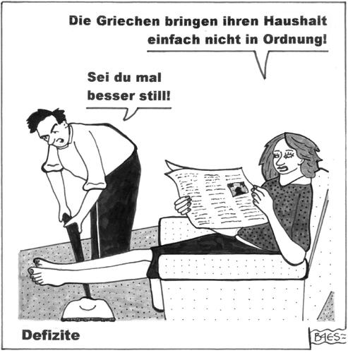 Cartoon: Defizite (medium) by BAES tagged pleite,krise,schulden,griechenland,defizit,staatshaushalt,haushalt,hausarbeit,hausfrau,hausmann,ehepaar,paar,frau,mann,mann,frau,paar,ehepaar,liebe