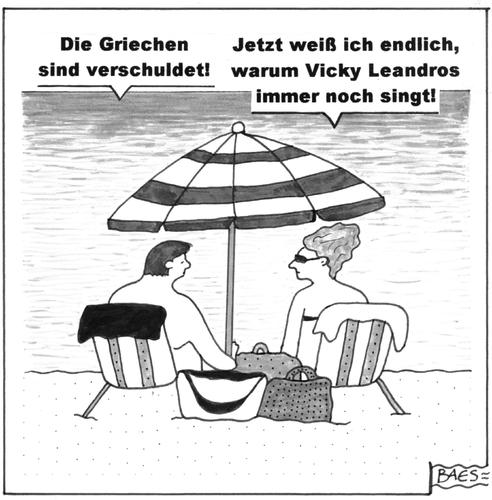 Cartoon: Die Griechen sind verschuldet (medium) by BAES tagged wirtschaft,leandros,vicky,paar,frau,mann,strand,urlaub,pleite,wirtschaftskrise,staatsschulden,staatskrise,schulden,griechenland,griechen,griechen,griechenland,schulden,staatskrise,staatsschulden,wirtschaftskrise,urlaub,pleite