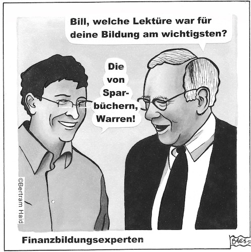 Cartoon: Finanzbildungsexperten (medium) by BAES tagged bildung,finanzen,geld,vermögen,reichtum,bücher,lektüre,lesen,gates,buffett,bildung,finanzen,geld,vermögen,reichtum,bücher,lektüre,lesen,gates,buffett