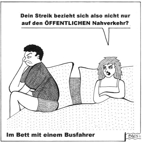 Cartoon: Im Bett mit einem Busfahrer (medium) by BAES tagged streik,warnstreik,öffentlicher,nahverkehr,mann,frau,paar,liebe,busfahrer,streik,warnstreik,öffentlicher nahverkehr,liebe,busfahrer,sex,öffentlicher,nahverkehr