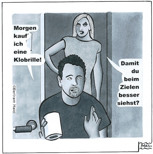 Cartoon: Klobrille (medium) by BAES tagged klo,wc,klorolle,paar,mann,frau,toilette,klo,wc,klorolle,paar,mann,frau,toilette