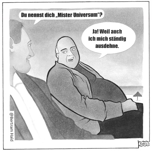 Cartoon: Mister Universum (medium) by BAES tagged universum,all,weltall,mister,bodybuilding,training,gewicht,übergewicht,universum,all,weltall,mister,bodybuilding,training,gewicht,übergewicht