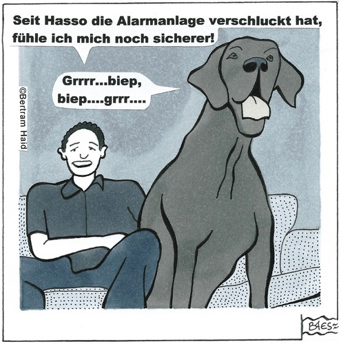 Cartoon: Tierische Alarmanlage (medium) by BAES tagged hunde,diebe,einbrecher,haustiere,alarmanlagen,sicherheit,hunde,diebe,einbrecher,haustiere,alarmanlagen,sicherheit