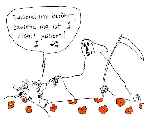 Cartoon: 1000mal (medium) by Andreas Prüstel tagged tod,sterben,sterbebett,songtext,klaus,lage,cartoon,karikatur,andreas,pruestel,tod,sterben,sterbebett,songtext,klaus,lage,cartoon,karikatur,andreas,pruestel