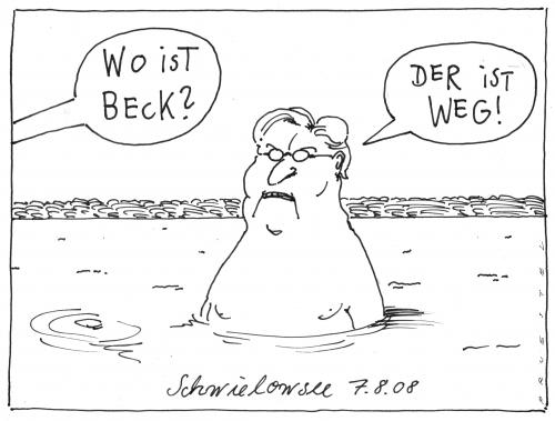 Cartoon: abgang (medium) by Andreas Prüstel tagged beck,steinmeier,spd,chaos,kurt beck,spd,parteivorsitz,kandidatur,partei,austritt,parteivorsitzender,zurücktreten,rücktritt,gescheitert,vorsitz,scheitern,führung,führungskraft,parteien,erfolgschancen,erfolg,nachfolger,kurt,beck,mainz,heimat,heim,frank steinmeier,chaos,frank,steinmeier