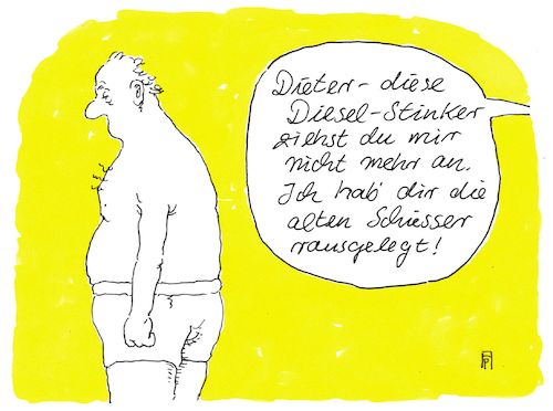 Cartoon: abgaser (medium) by Andreas Prüstel tagged dieselabgase,autoindustrie,markenunterhosen,schiesser,diesel,cartoon,karikatur,andreas,pruestel,dieselabgase,autoindustrie,markenunterhosen,schiesser,diesel,cartoon,karikatur,andreas,pruestel