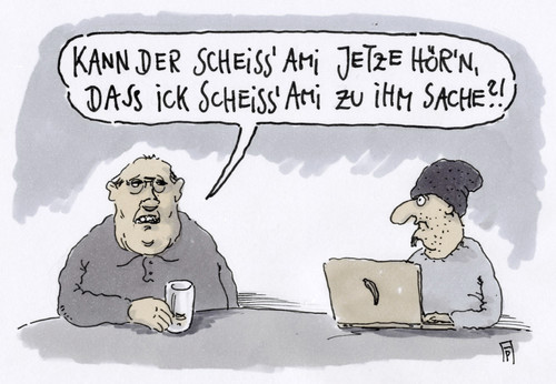 Cartoon: abhörfrage (medium) by Andreas Prüstel tagged usa,geheimdienst,nsa,abörung,bespitzelung,kneipe,laptop,cartoon,karikatur,andreas,pruestel,usa,geheimdienst,nsa,abörung,bespitzelung,kneipe,laptop,cartoon,karikatur,andreas,pruestel