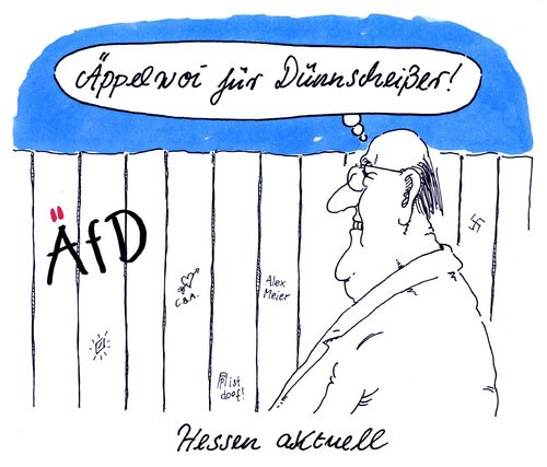 Cartoon: ÄfD (medium) by Andreas Prüstel tagged afd,hessen,kommunalwahlen,wahlerfolg,äppelwoi,dünnschiss,cartoon,karikatur,andreas,pruestel,afd,hessen,kommunalwahlen,wahlerfolg,äppelwoi,dünnschiss,cartoon,karikatur,andreas,pruestel